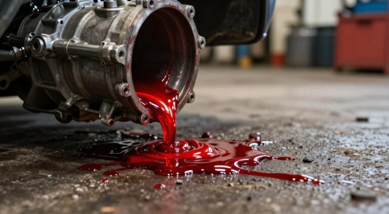 Red fluid leaking near transmission signs and solutions